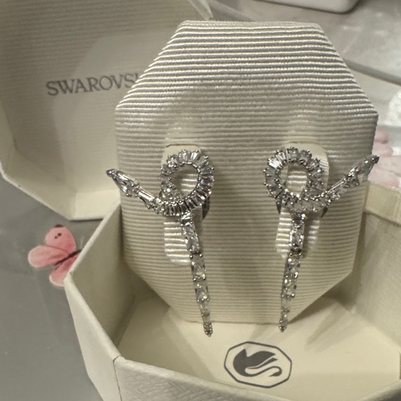 Swarovski Silver Crystal Loop Earrings - Picture 5 of 6